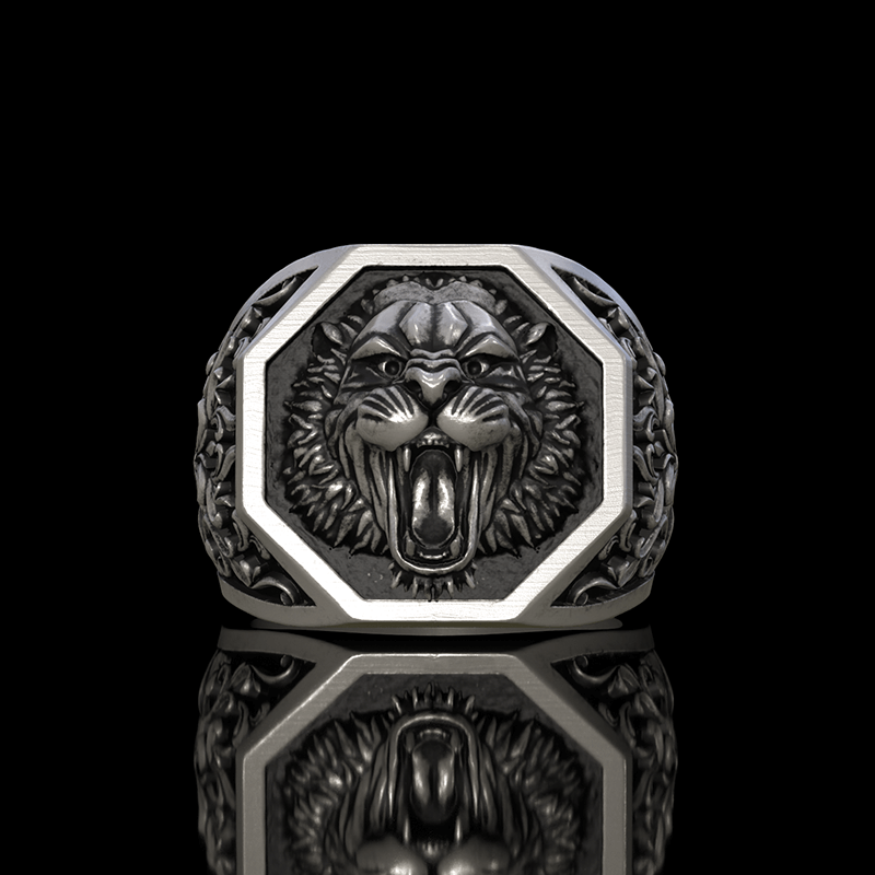 Roaring Lion 925 Sterling Silver Animal Ring