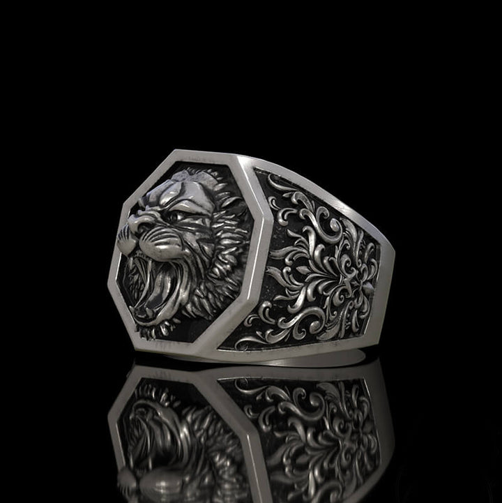 Roaring Lion 925 Sterling Silver Animal Ring