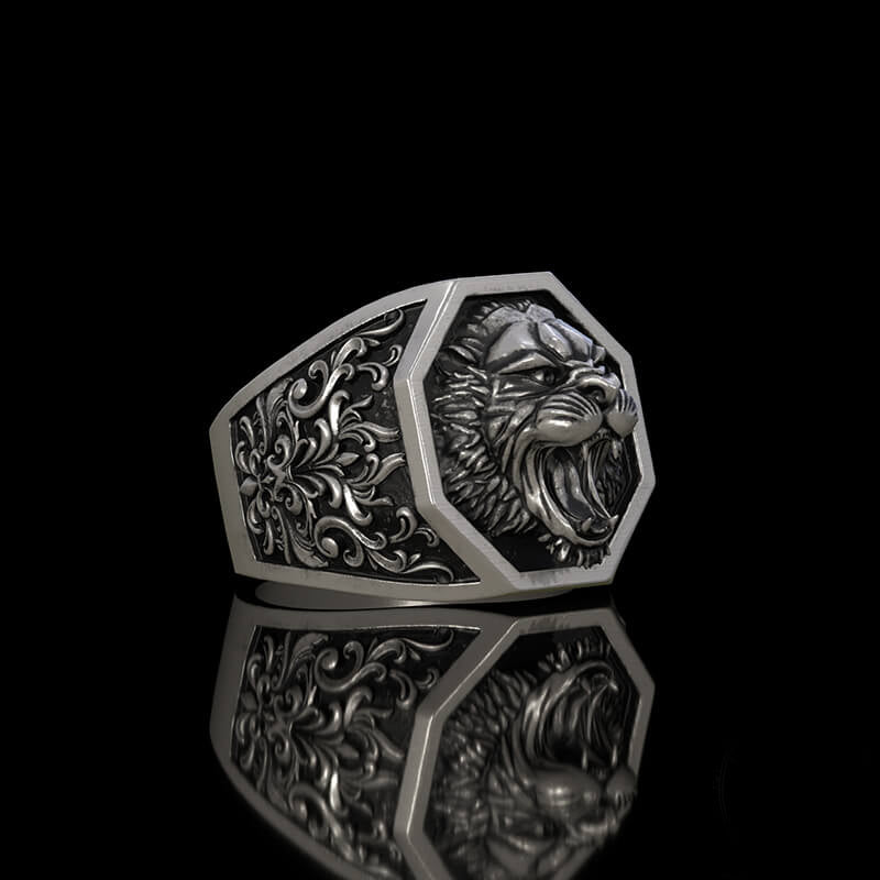 Roaring Lion 925 Sterling Silver Animal Ring