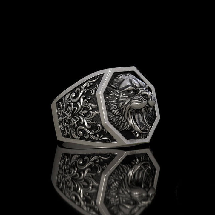 Roaring Lion 925 Sterling Silver Animal Ring