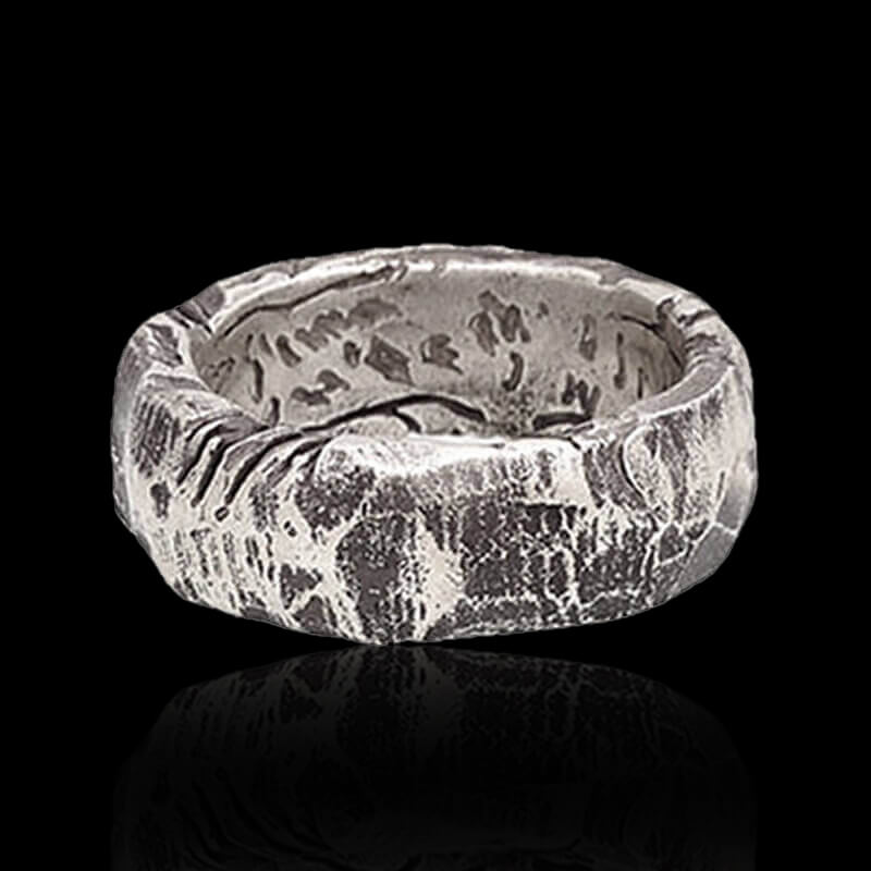 Rock Texture 925 Sterling Silver Ring 01 | RoyalLuster.com