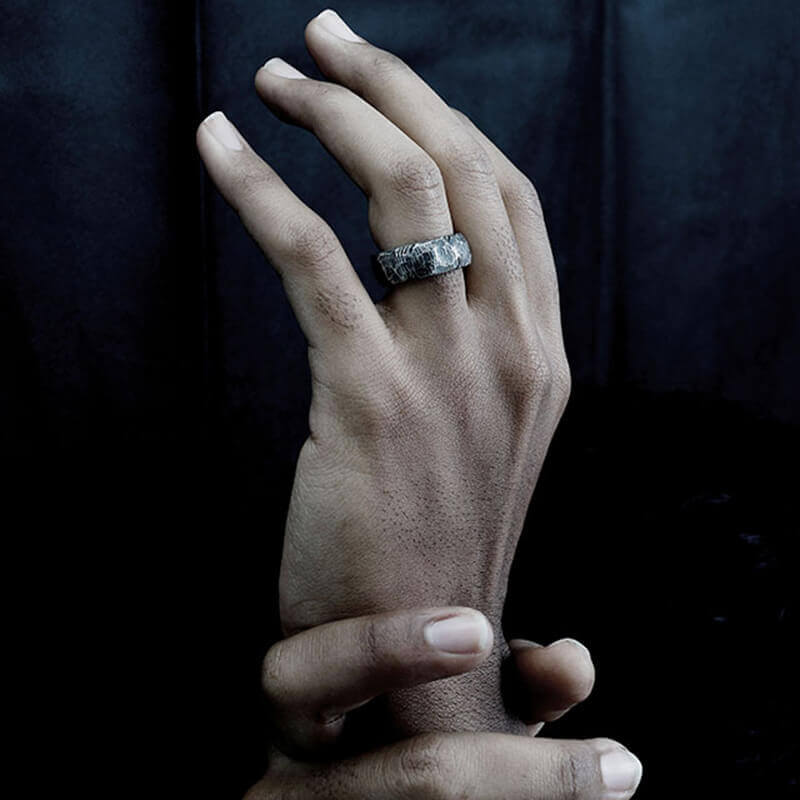 Rock Texture 925 Sterling Silver Ring 02 | RoyalLuster.com