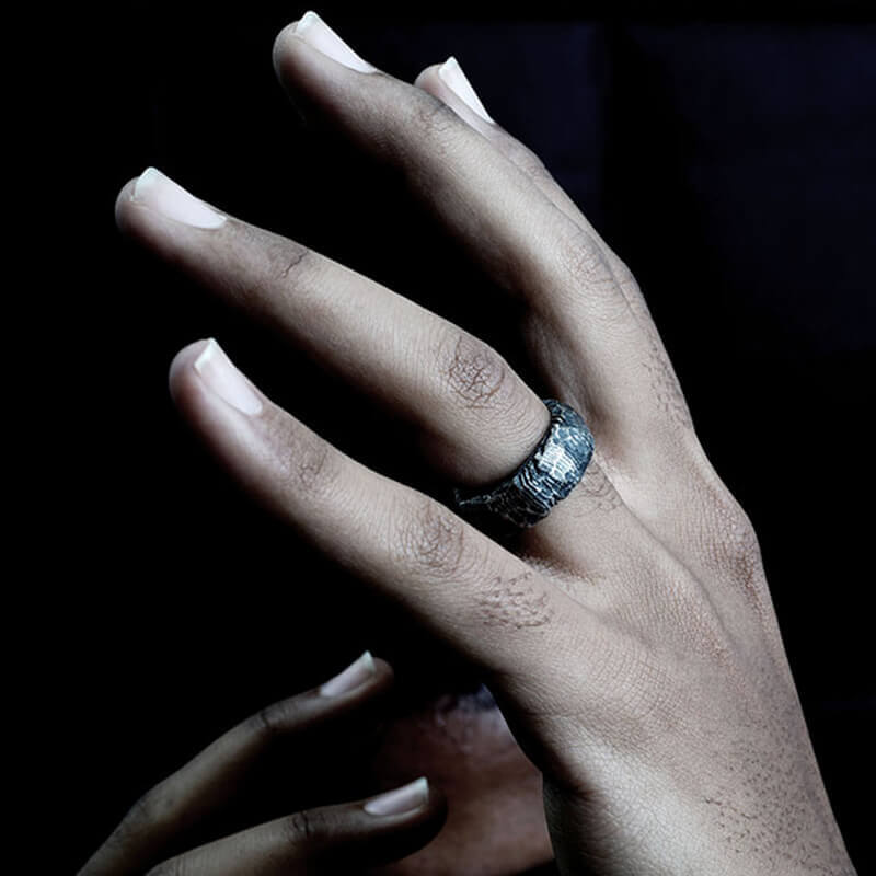 Rock Texture 925 Sterling Silver Ring 04 | RoyalLuster.com