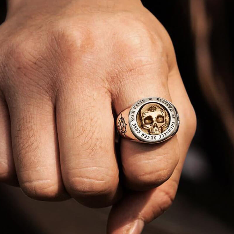 Rock Symbol 925 Sterling Silver Skull Ring