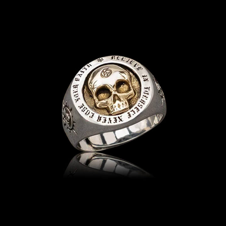 Rock Symbol 925 Sterling Silver Skull Ring