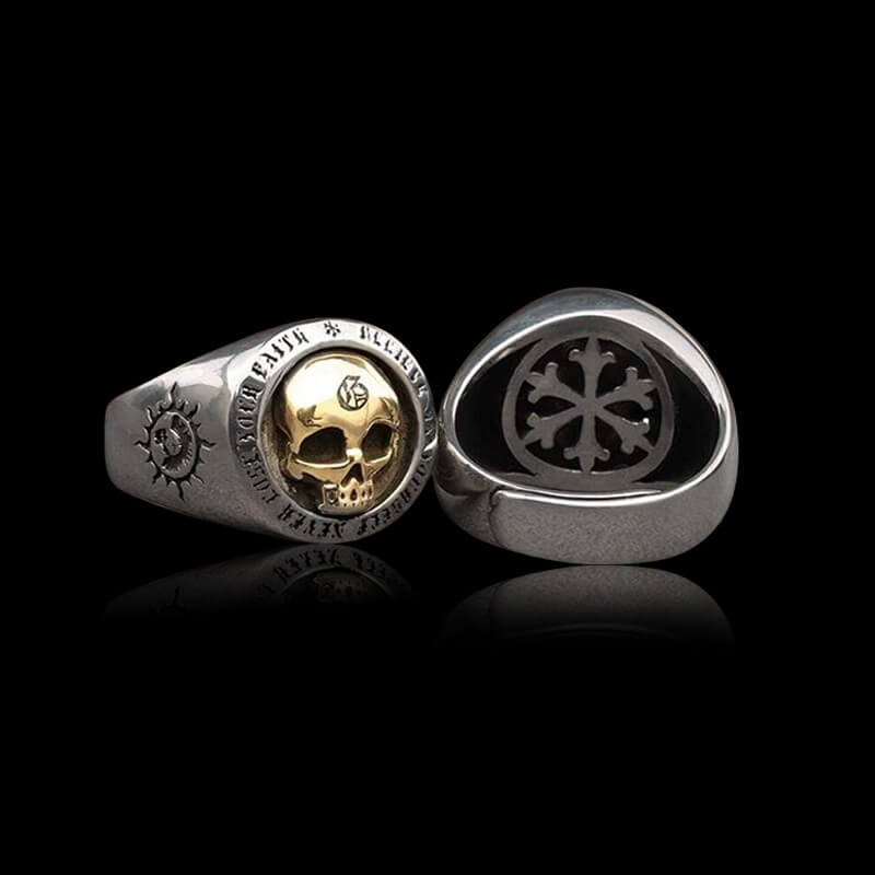 Rock Symbol 925 Sterling Silver Skull Ring