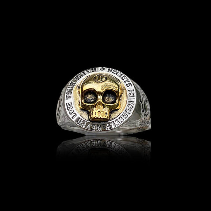 Rock Symbol 925 Sterling Silver Skull Ring