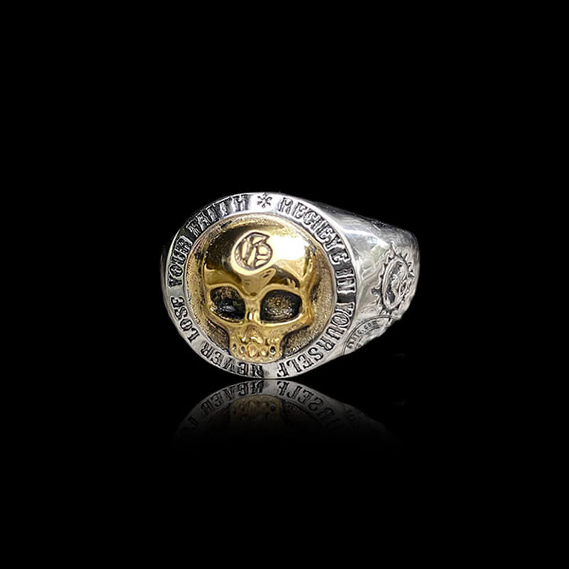 Rock Symbol 925 Sterling Silver Skull Ring