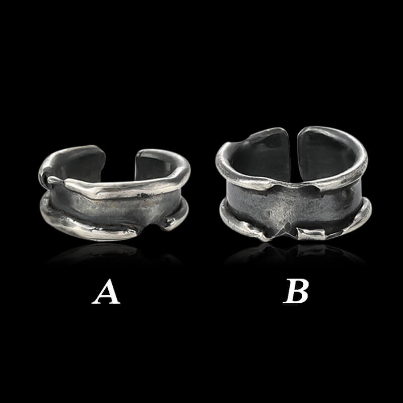Rolled Up Paper 999 Sterling Silver Couple Ring 01 | RoyalLuster.com