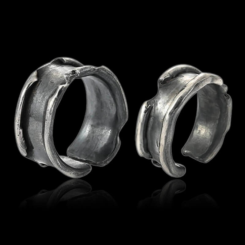 Rolled Up Paper 999 Sterling Silver Couple Ring 03 | RoyalLuster.com