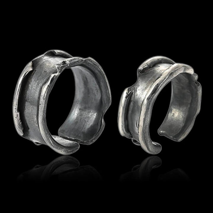 Rolled Up Paper 999 Sterling Silver Couple Ring 03 | RoyalLuster.com