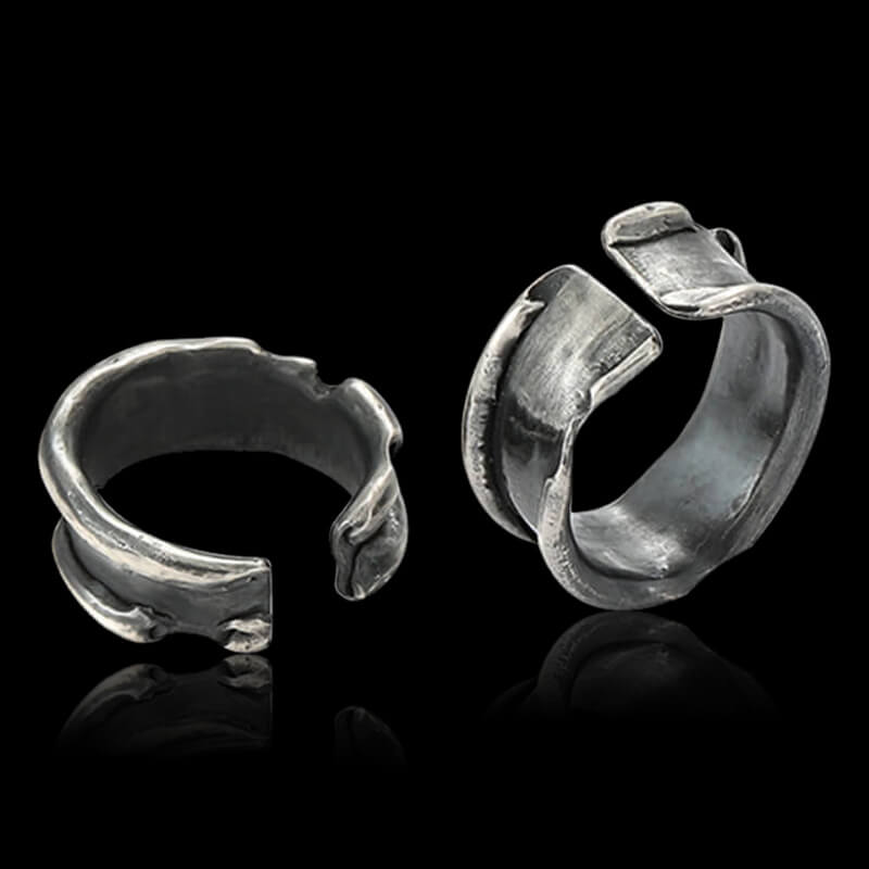 Rolled Up Paper 999 Sterling Silver Couple Ring