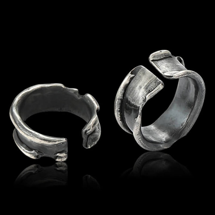 Rolled Up Paper 999 Sterling Silver Couple Ring