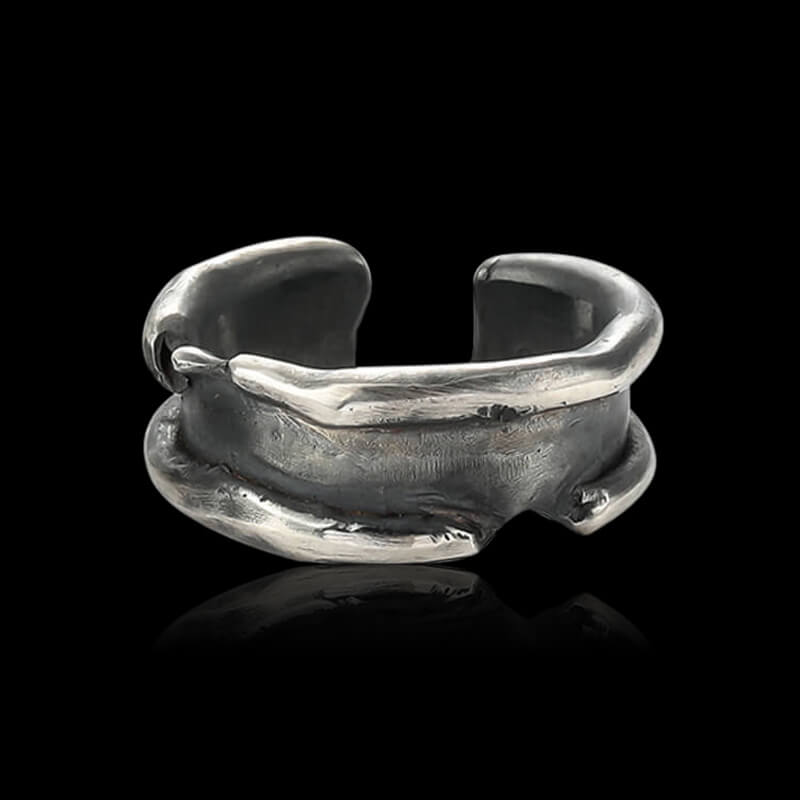 Rolled Up Paper 999 Sterling Silver Couple Ring