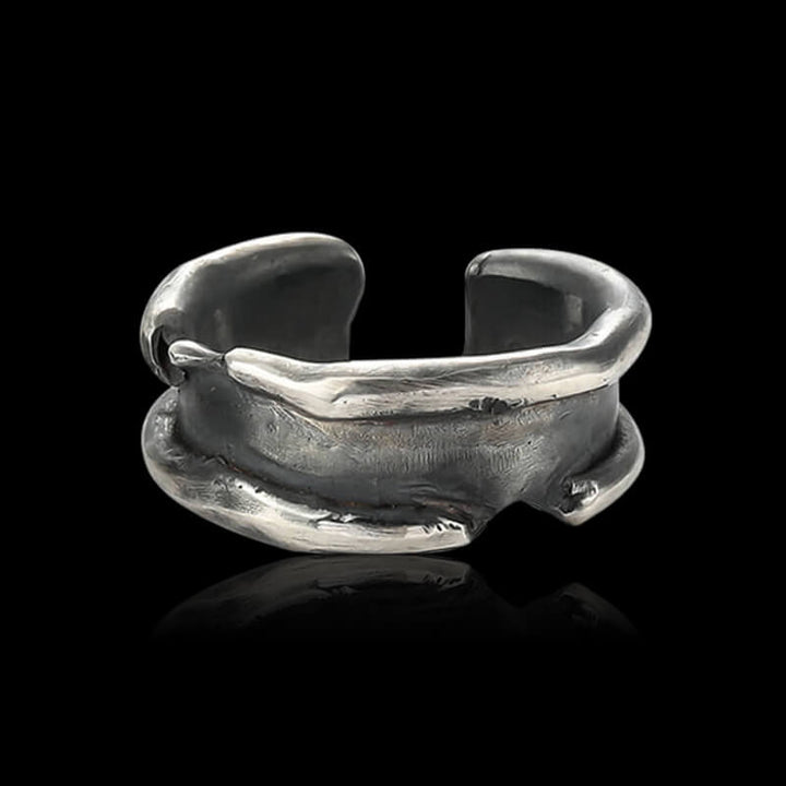 Rolled Up Paper 999 Sterling Silver Couple Ring