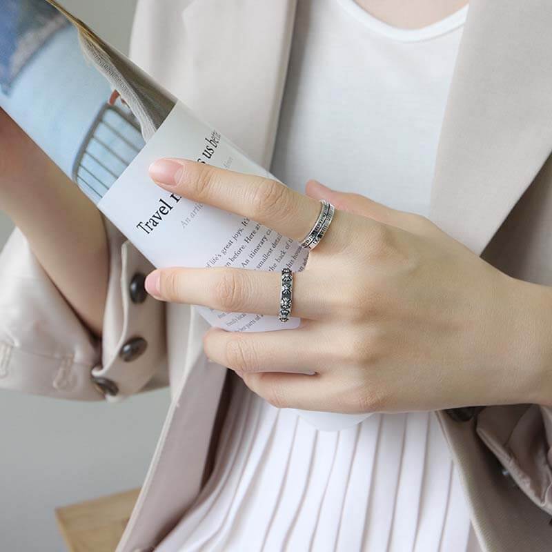 Roman Numeral Week 925 Sterling Silver Open Ring 05 | RoyalLuster.com