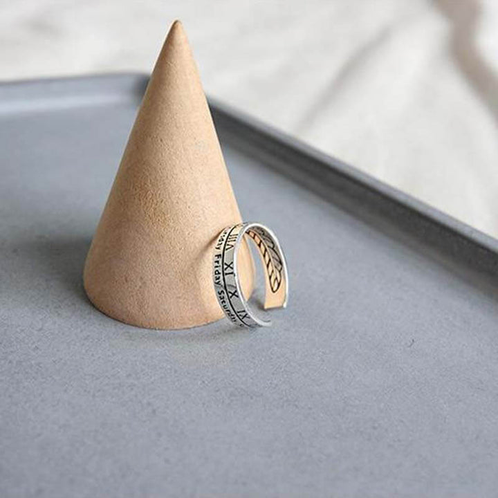 Roman Numeral Week 925 Sterling Silver Open Ring