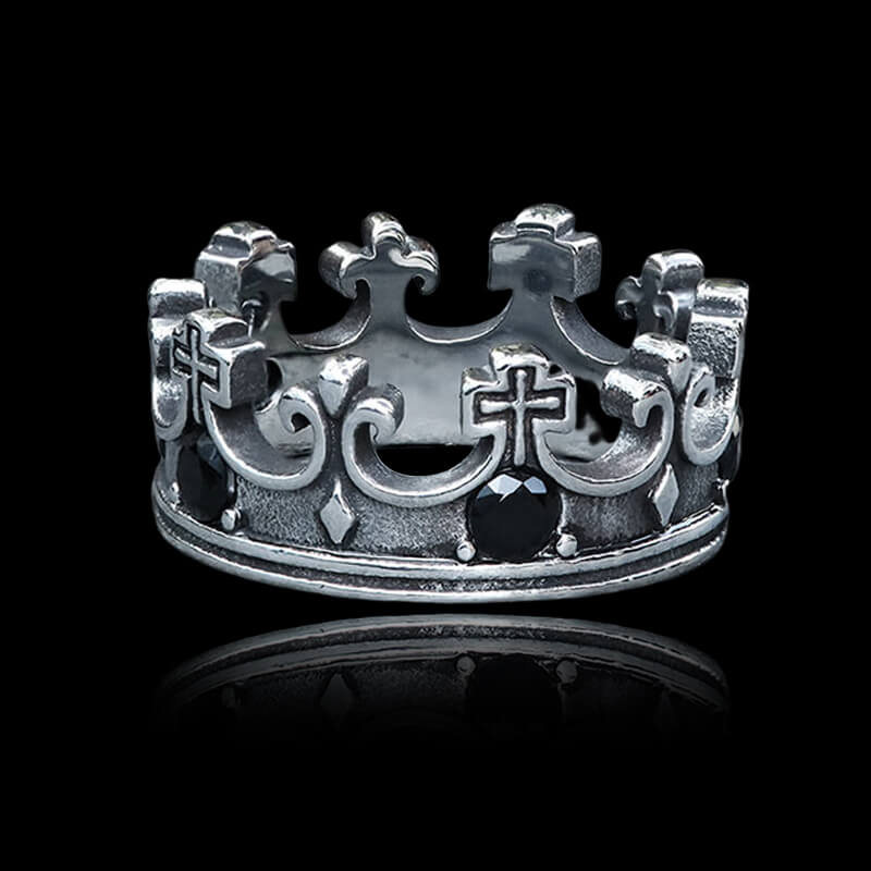 Roman Gemstone Crown 925 Sterling Silver Ring