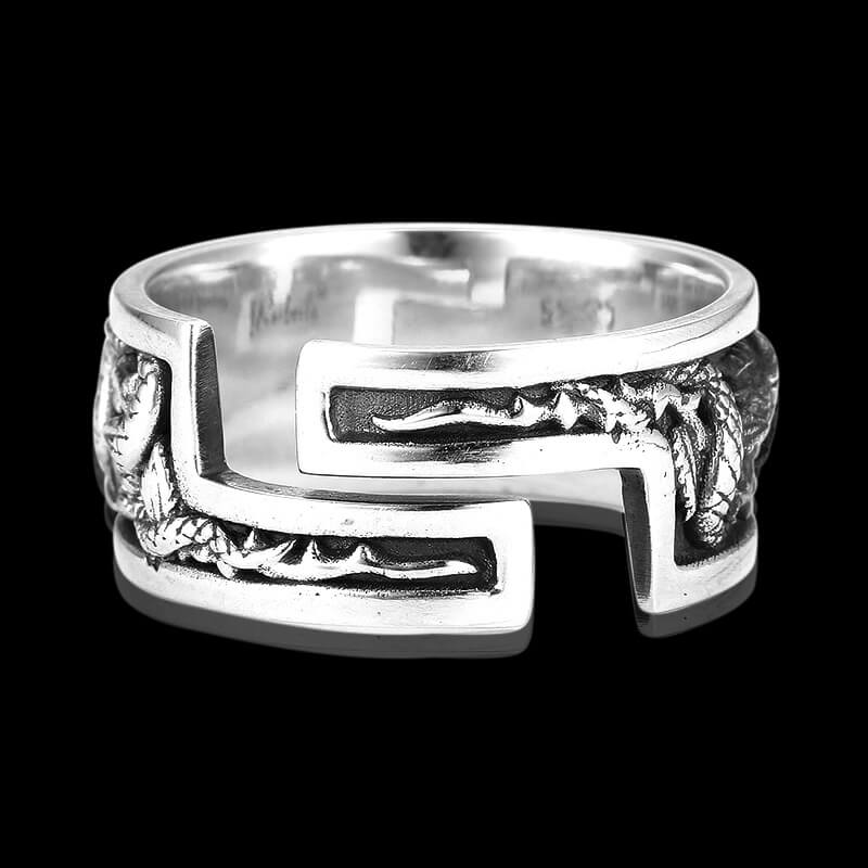 Rose Double Snake Twist 925 Sterling Silver Open Ring
