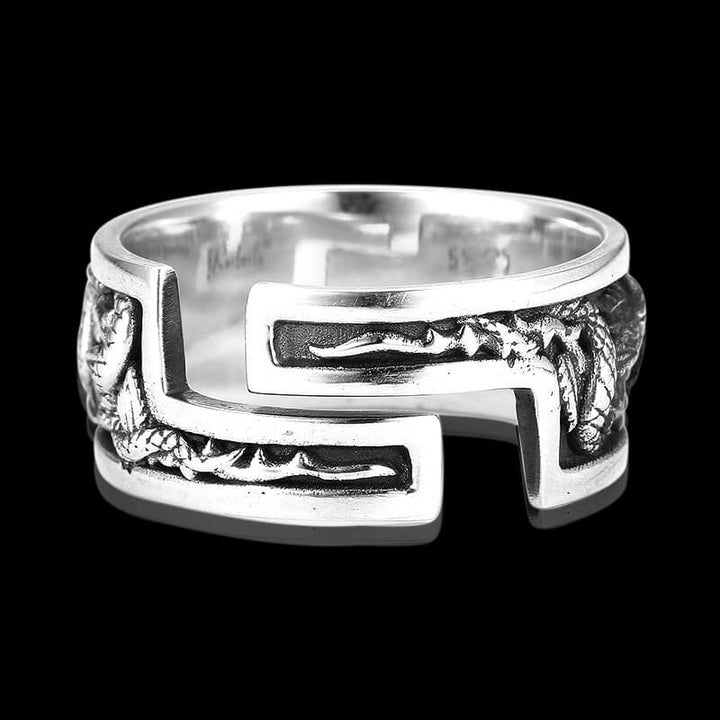 Rose Double Snake Twist 925 Sterling Silver Open Ring