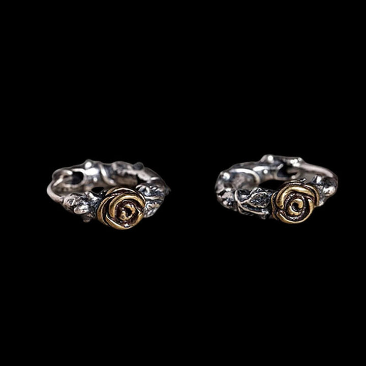 Rose and Thorns 925 Sterling Silver Hoop Earrings