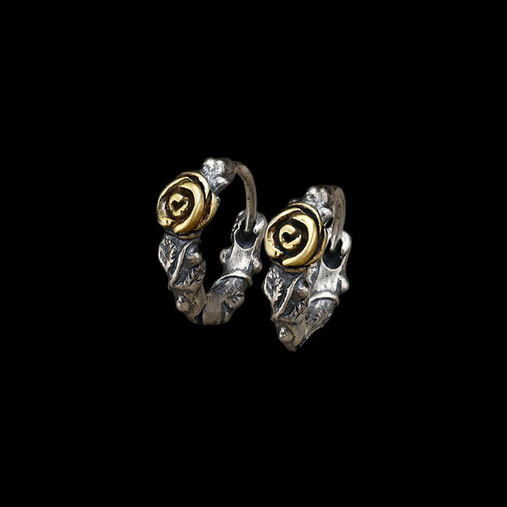 Rose and Thorns 925 Sterling Silver Hoop Earrings