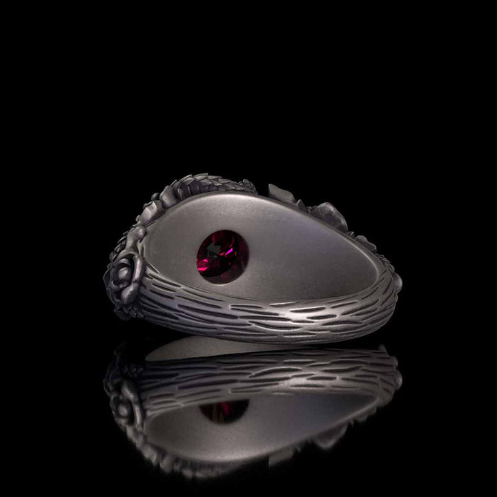 Rose Double Snake Entwined Gem Sterling Silver Ring