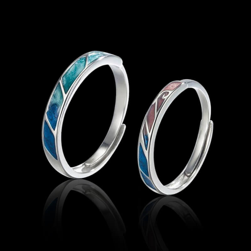 Royal Blue 925 Sterling Silver Adjustable Couple Ring 01 | RoyalLuster.com