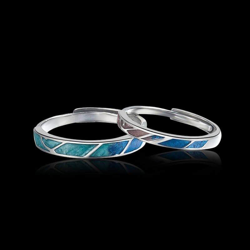 Royal Blue 925 Sterling Silver Adjustable Couple Ring 02 | RoyalLuster.com