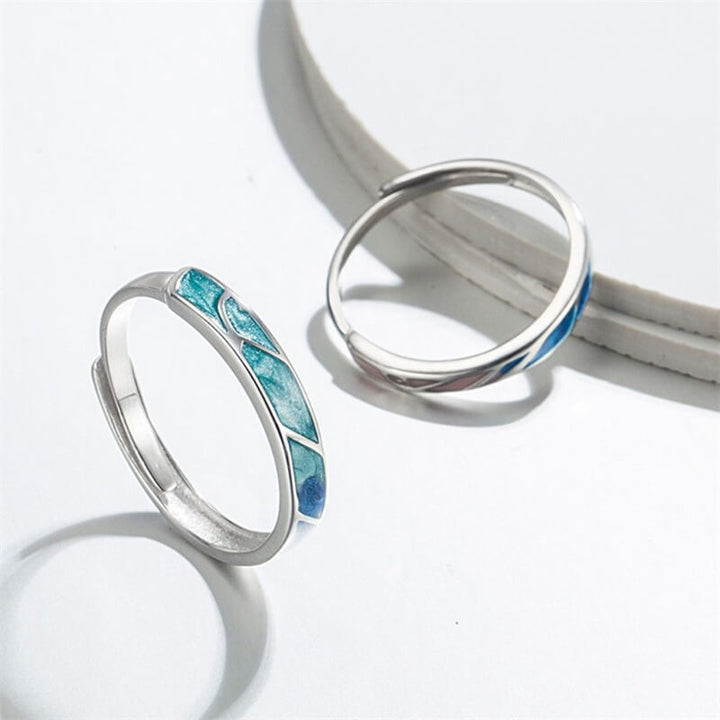Royal Blue 925 Sterling Silver Adjustable Couple Ring 04 | RoyalLuster.com