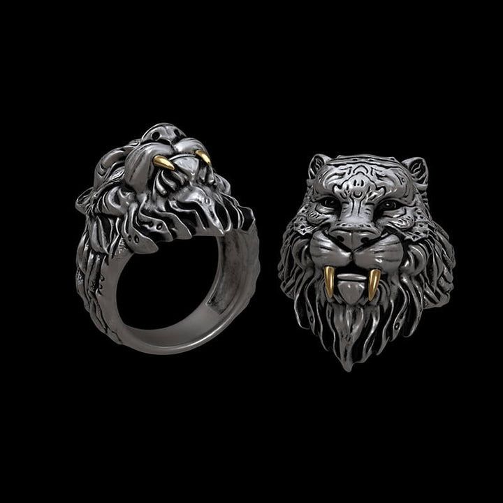 Saber-toothed Tiger 925 Sterling Silver Ring