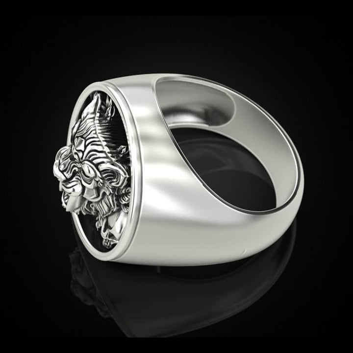 Saber Toothed Tiger 925 Sterling Silver Skull Ring