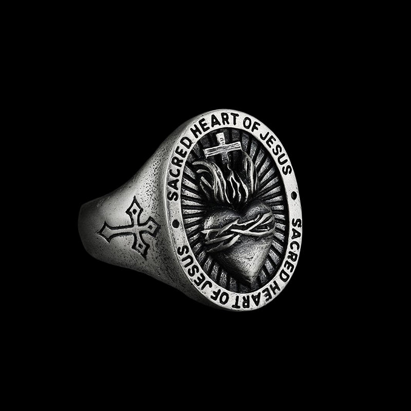 Sacred Heart 925 Sterling Silver Religious Ring