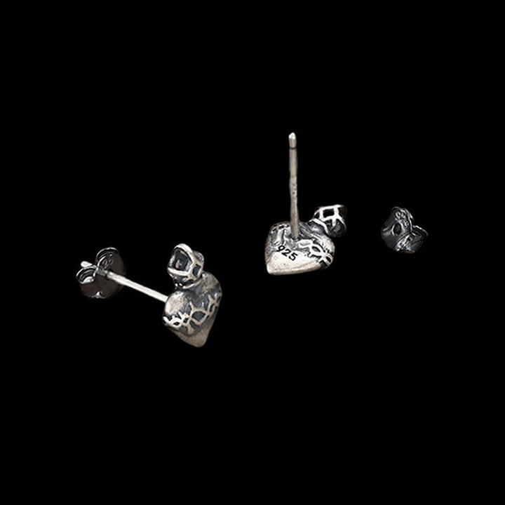 Sacred Heart 925 Sterling Silver Stud Earrings