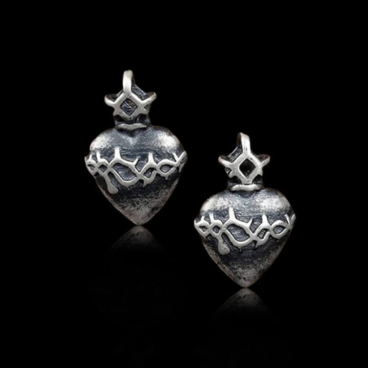 Sacred Heart 925 Sterling Silver Stud Earrings