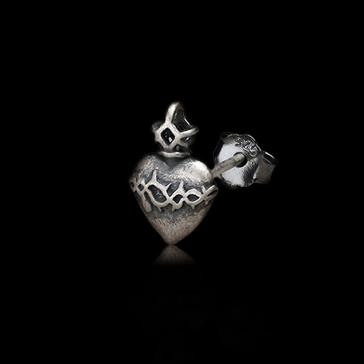 Sacred Heart 925 Sterling Silver Stud Earrings