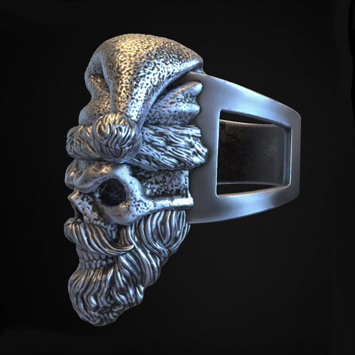 Santa Claus Skull 925 Sterling Silver Ring