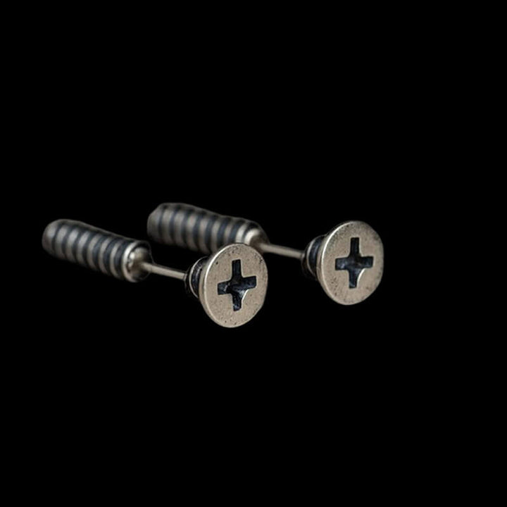 Screw 925 Sterling Silver Punk Stud Earrings