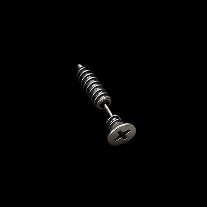 Screw 925 Sterling Silver Punk Stud Earrings