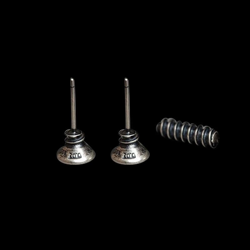 Screw 925 Sterling Silver Punk Stud Earrings