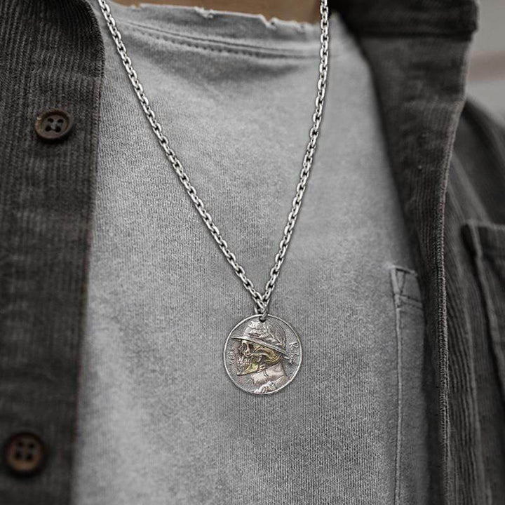 Shakespeare Hamlet 925 Sterling Silver Skull Hobo Nickel Pendant