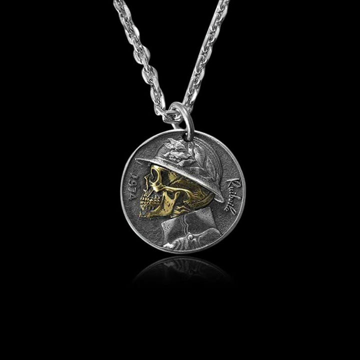 Shakespeare Hamlet 925 Sterling Silver Skull Hobo Nickel Pendant