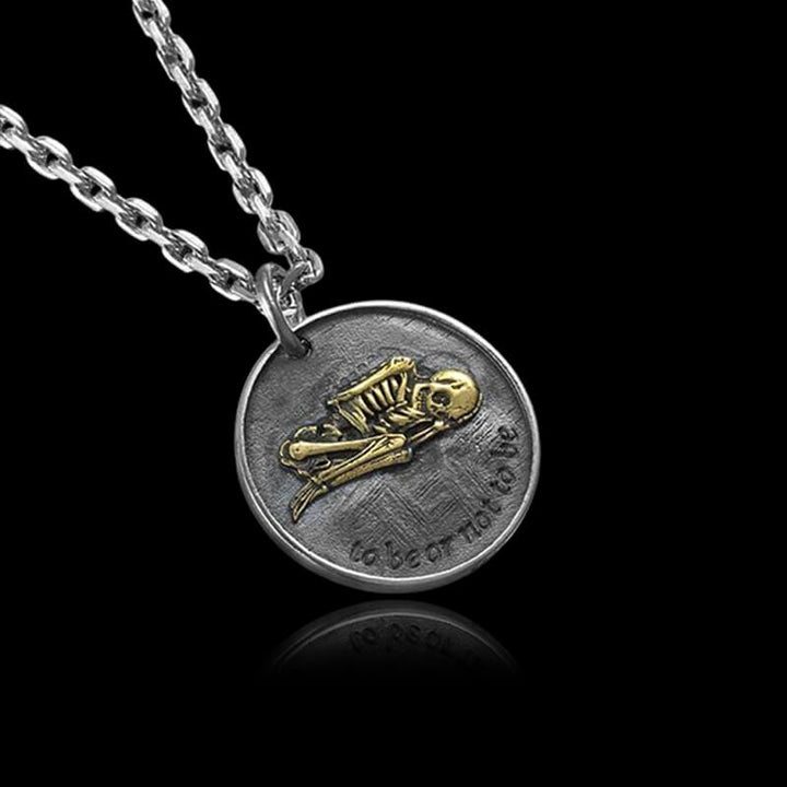 Shakespeare Hamlet 925 Sterling Silver Skull Hobo Nickel Pendant