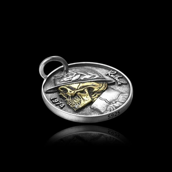 Shakespeare Hamlet 925 Sterling Silver Skull Hobo Nickel Pendant