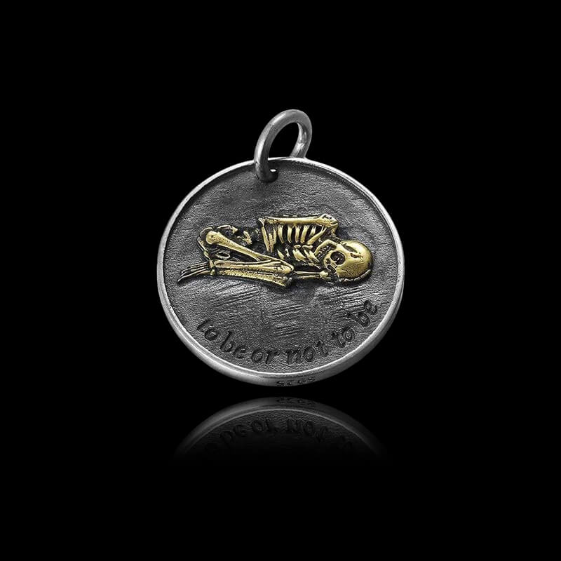 Shakespeare Hamlet 925 Sterling Silver Skull Hobo Nickel Pendant