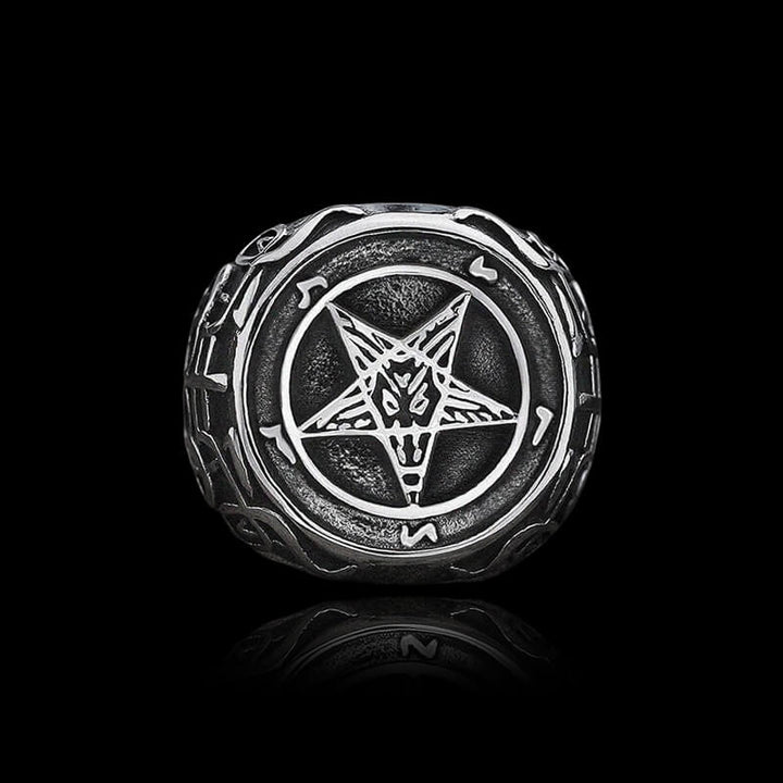 Sigil of Baphomet 925 Sterling Silver Satan Ring