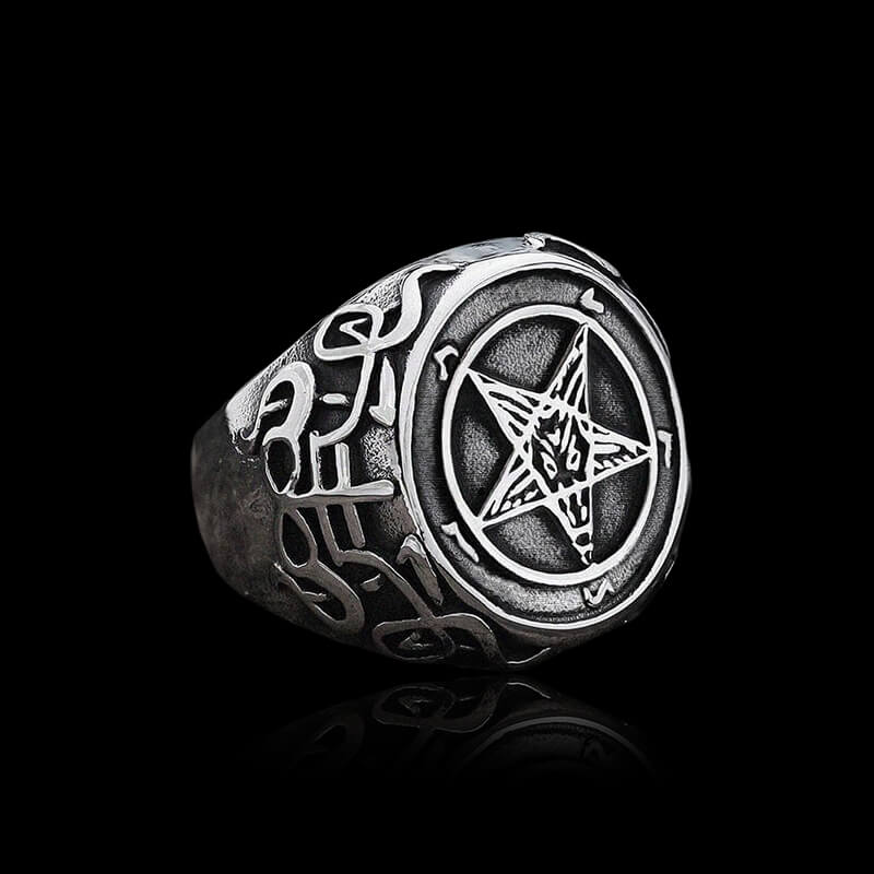 Sigil of Baphomet 925 Sterling Silver Satan Ring