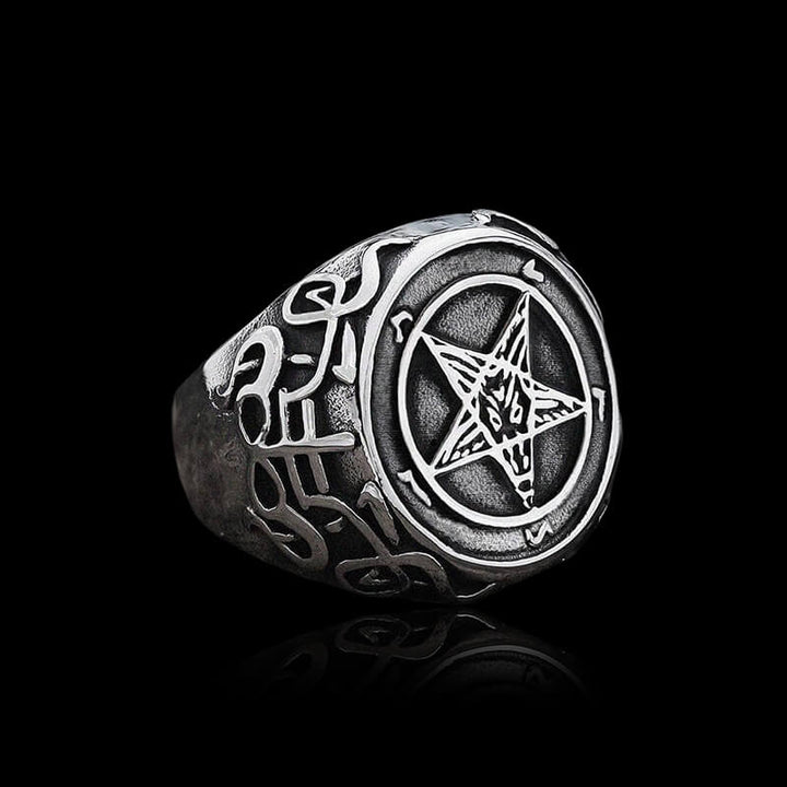 Sigil of Baphomet 925 Sterling Silver Satan Ring