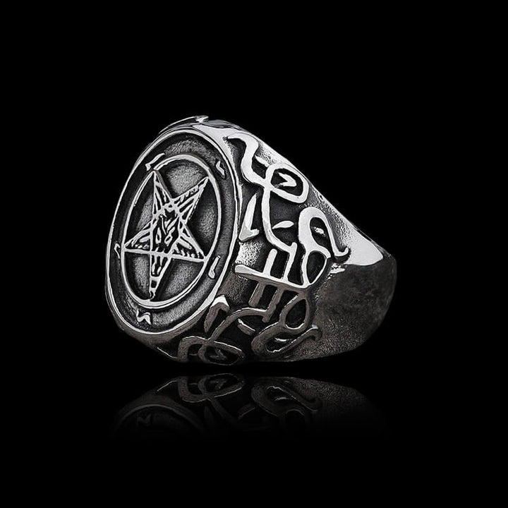 Sigil of Baphomet 925 Sterling Silver Satan Ring