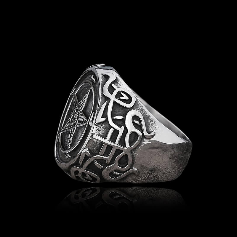 Sigil of Baphomet 925 Sterling Silver Satan Ring